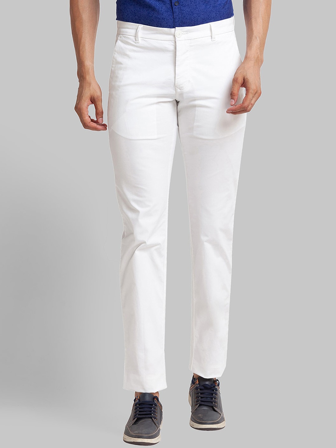 

Parx Men Tapered Fit Mid-Rise Trousers, White
