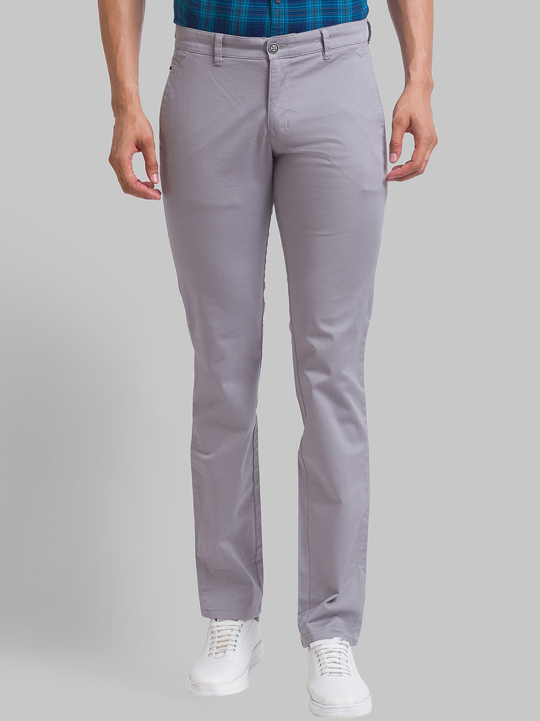 

Parx Men Tapered Fit Mid-Rise Trousers, Grey