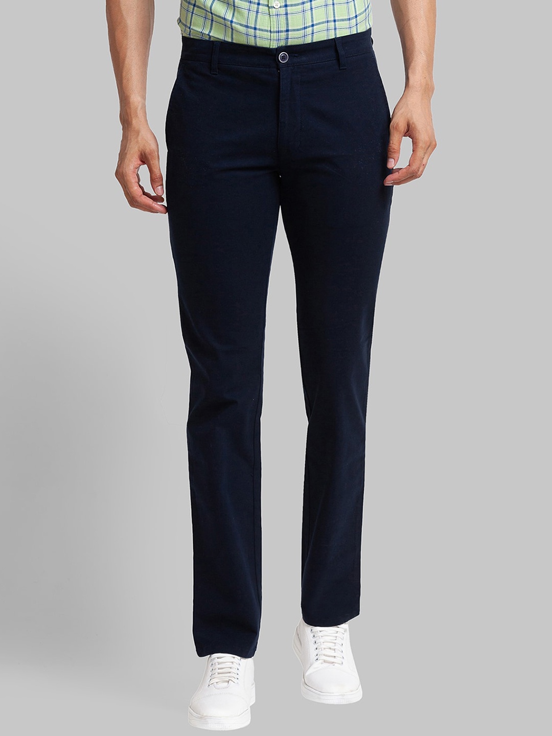 

Parx Men Tapered Fit Mid-Rise Trousers, Blue