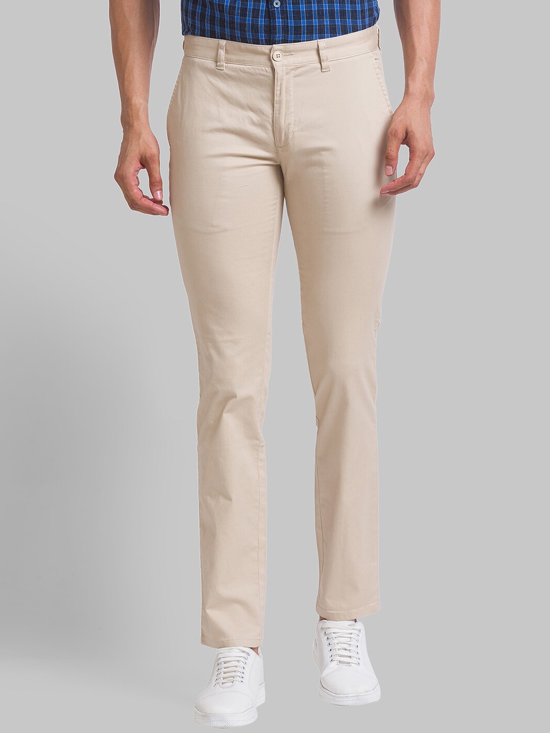 

Parx Men Tapered Fit Mid-Rise Trousers, Beige