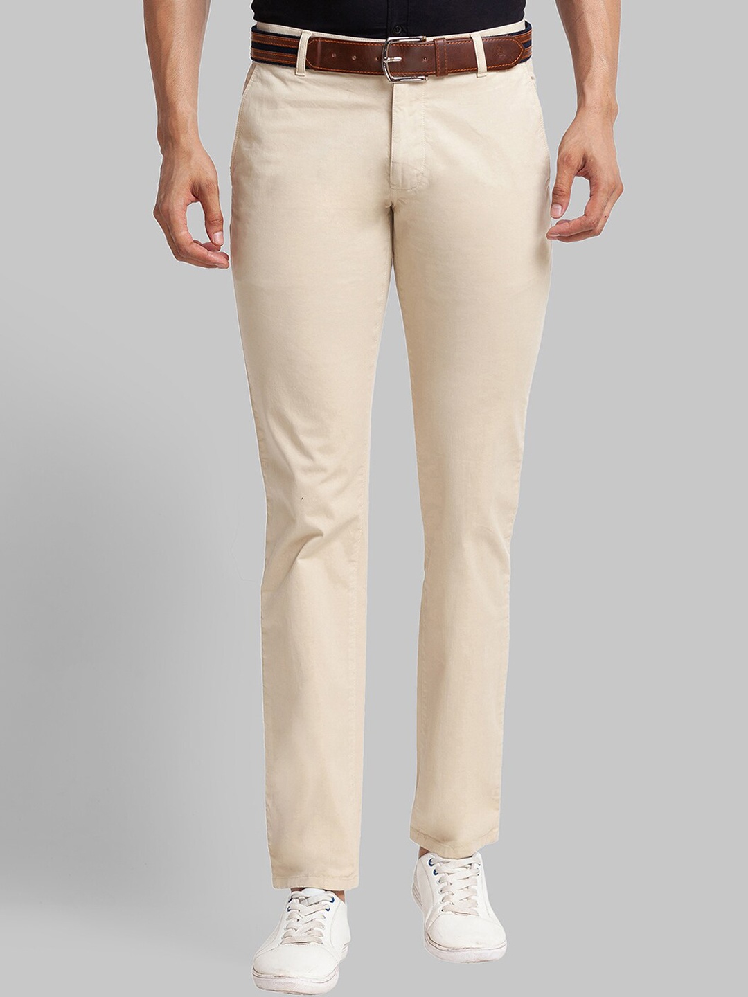 

Parx Men Tapered Fit Mid-Rise Trousers, Grey
