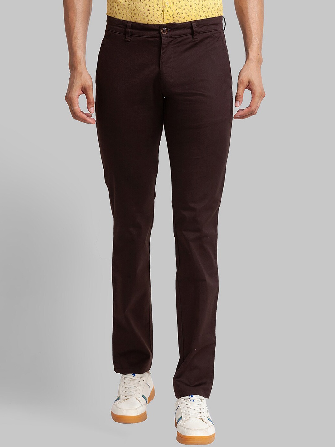 

Parx Men Tapered Fit Mid-Rise Trousers, Brown