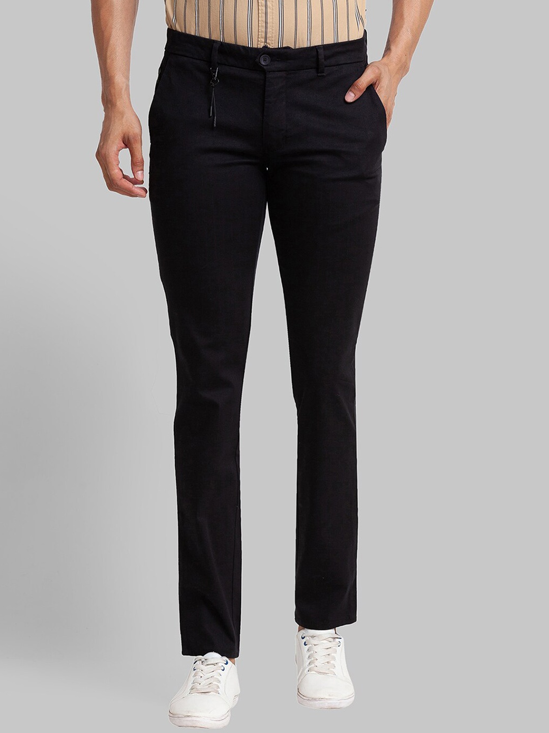 

Parx Men Slim Fit Mid-Rise Trousers, Black