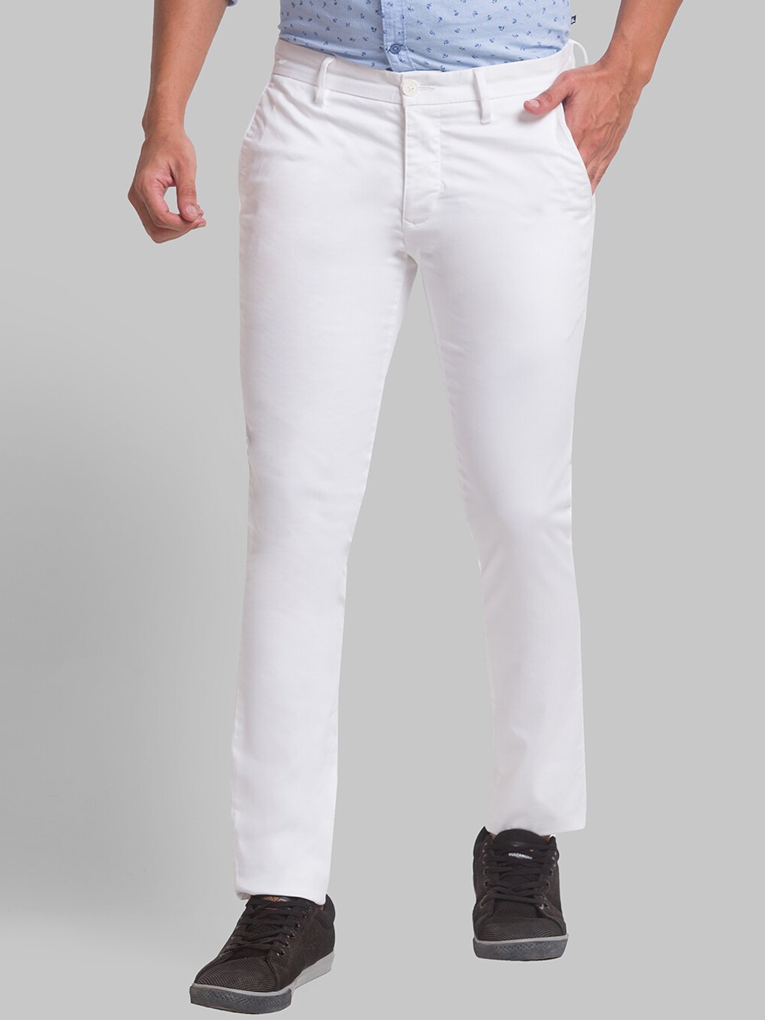 

Parx Men Slim Fit Mid-Rise Regular Trousers, White