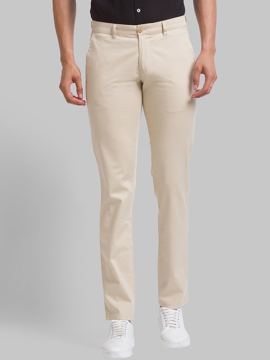 

Parx Men Tapered Fit Mid-Rise Trousers, Khaki