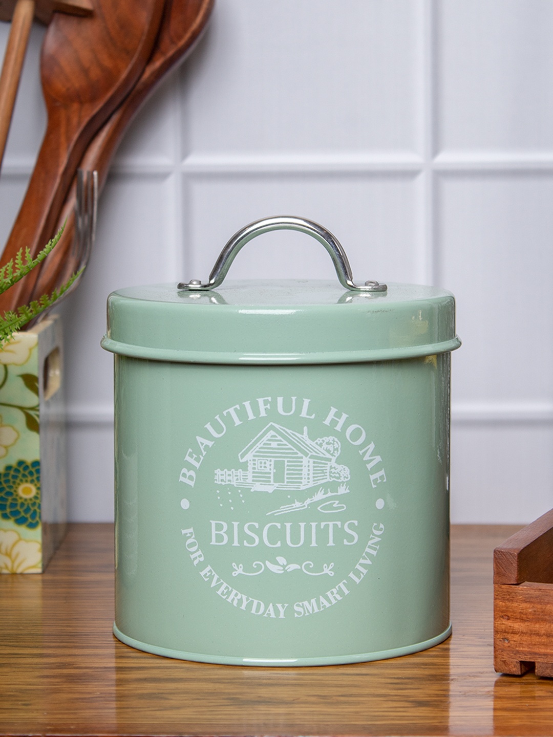 

MARKET99 Green Printed Food Storage Container With Lid 1.3 L