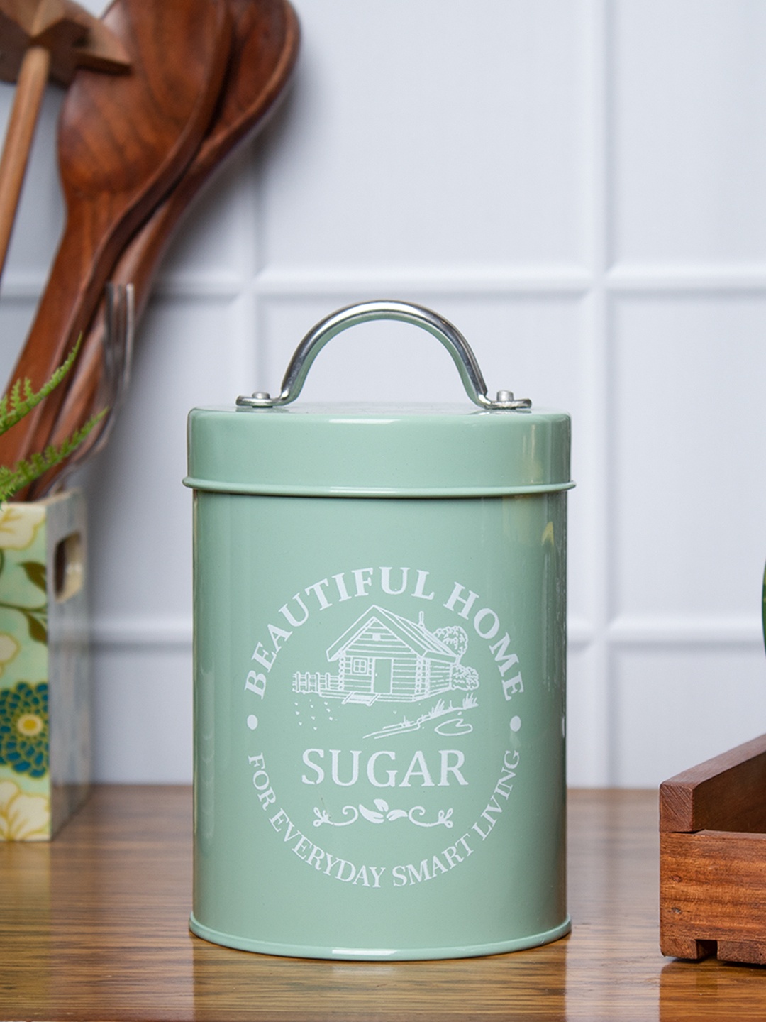 

MARKET99 Green & White Printed Jar With Lid 850 ml