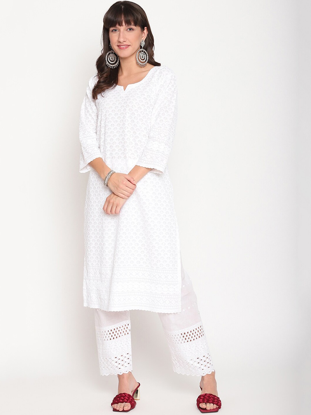 

KALINI Women Ethnic Motifs Embroidered Cotton Kurta, White