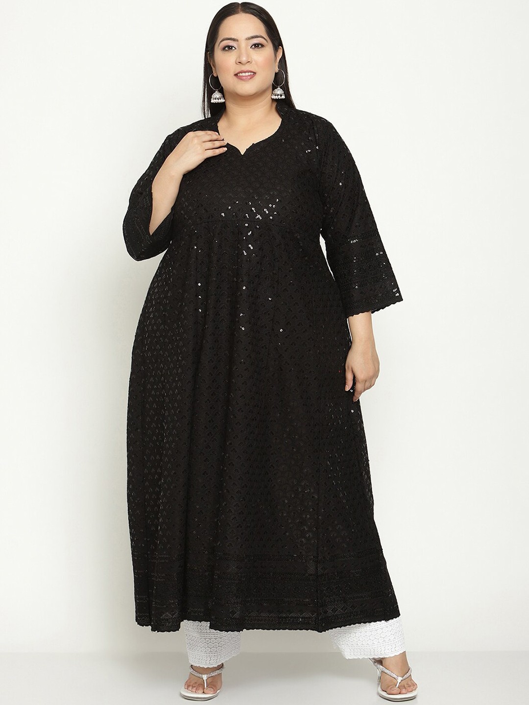 

KALINI Women Embroidered Anarkali Kurta, Black