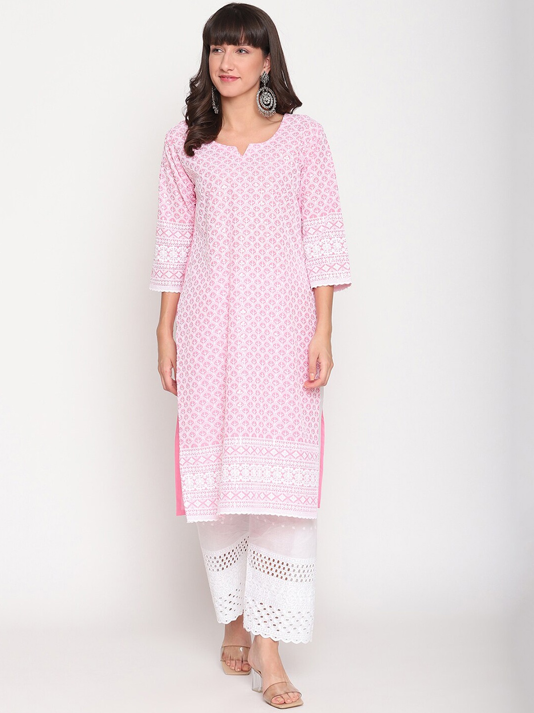 

KALINI Women Ethnic Motifs Embroidered Sequined Kurta, Pink