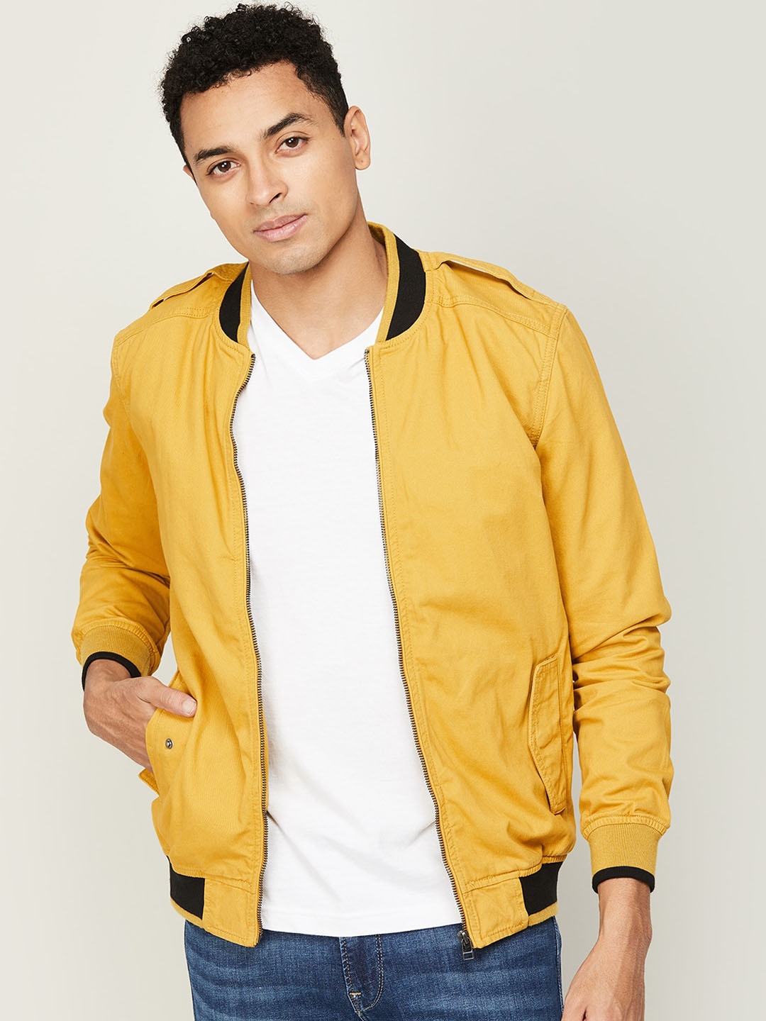 

Fame Forever by Lifestyle Men Cotton Bomber Jacket, Mustard