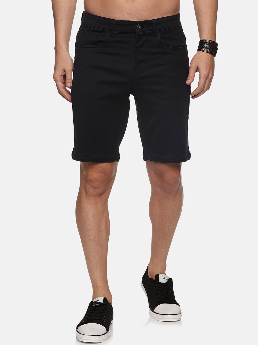 

Old Grey Men Navy Blue Slim Fit Denim Outdoor Shorts
