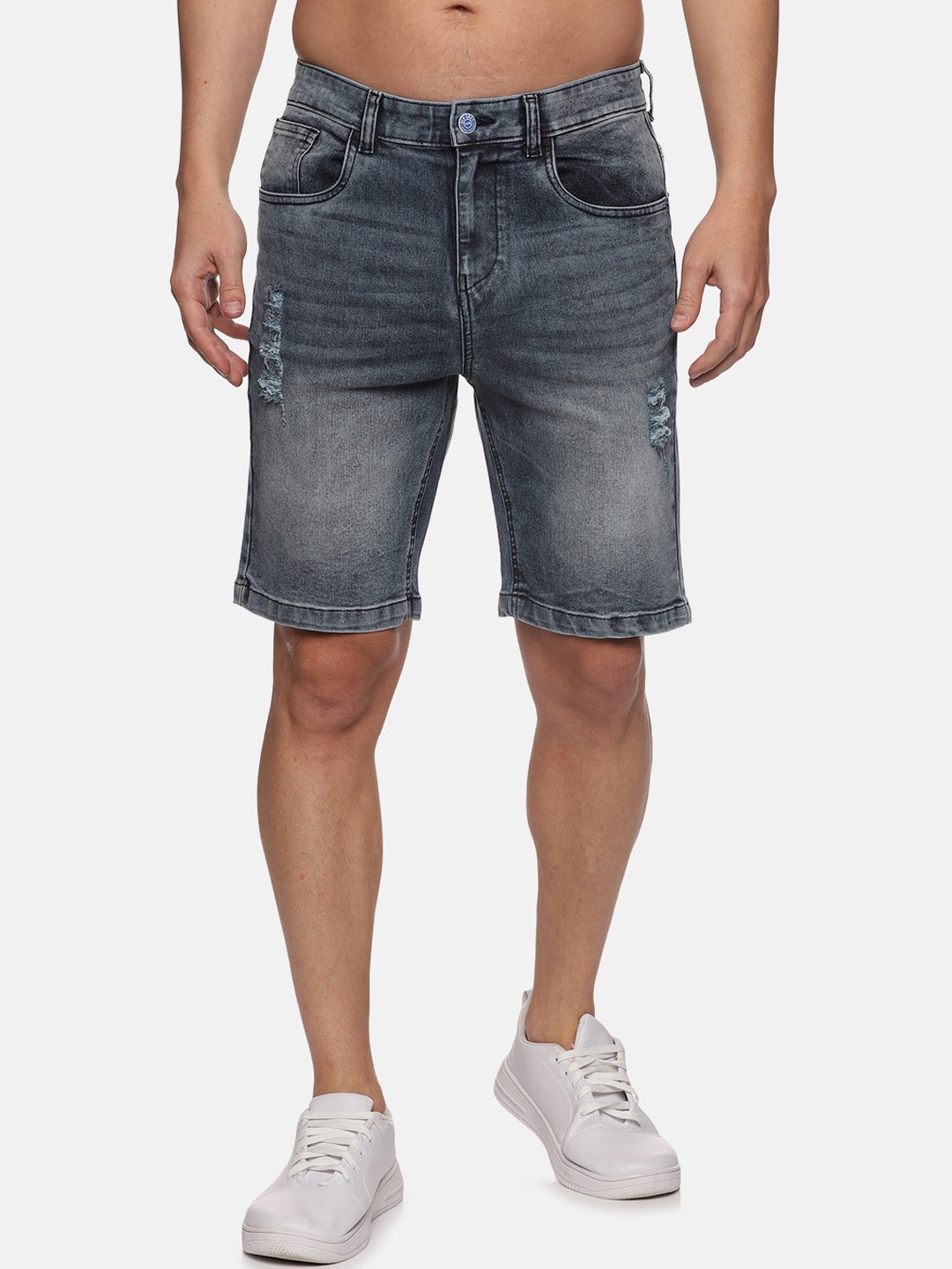 

Old Grey Men Washed Slim Fit Denim Shorts, Blue