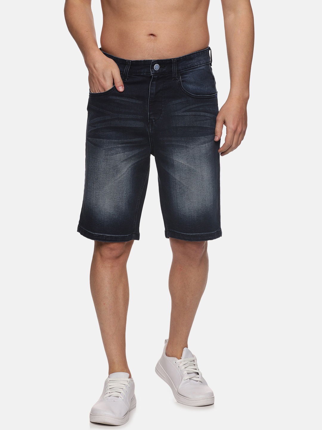 

Old Grey Men Washed Slim Fit Denim Shorts, Blue