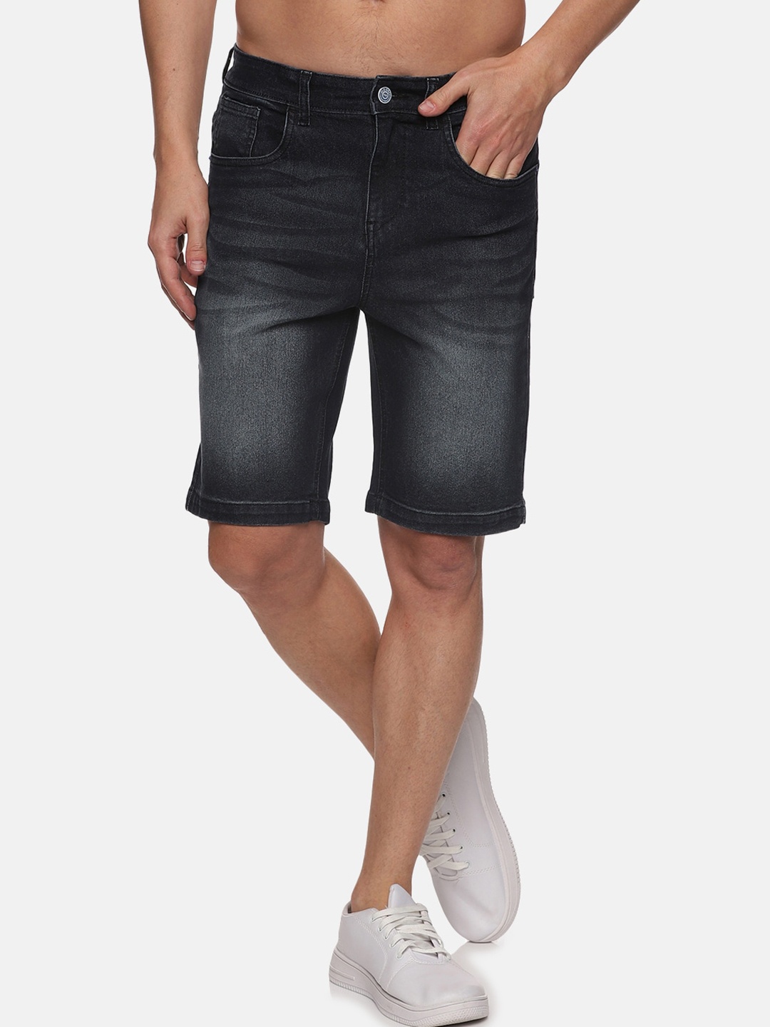

Old Grey Men Washed Slim Fit Denim Shorts, Blue