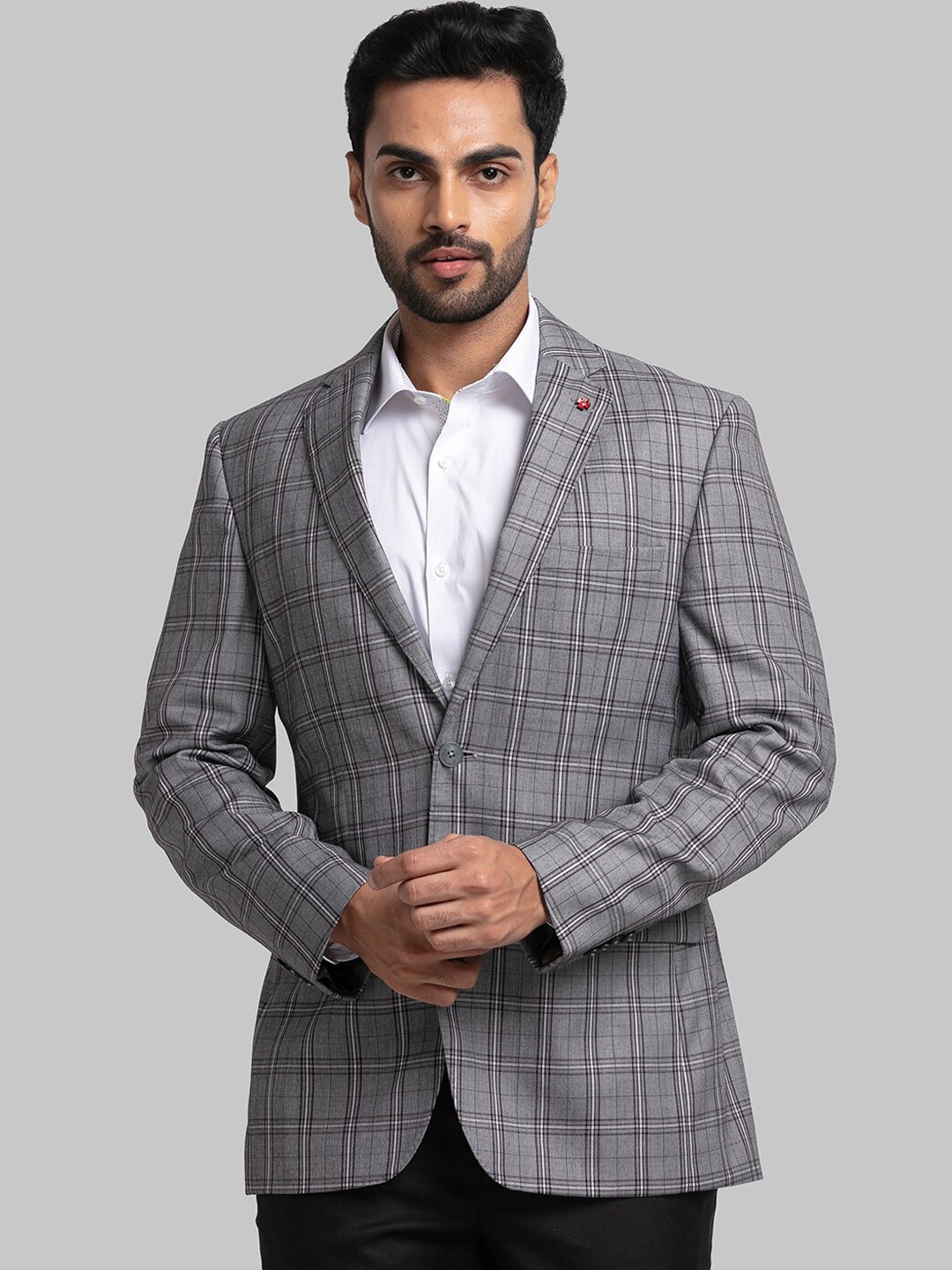 

Raymond Men Checked Single Breasted Blazers, Grey