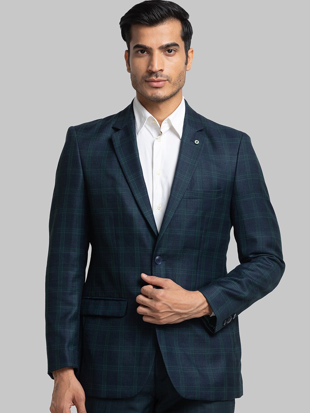 

Raymond Men Checked Single Breasted Blazers, Navy blue