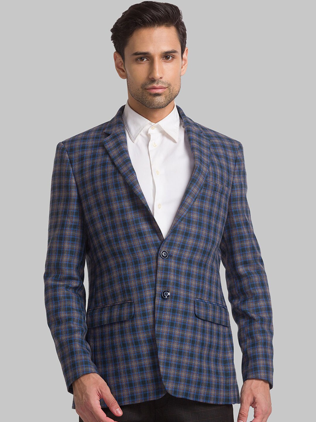 

Raymond Men Checked Single Breasted Blazers, Blue