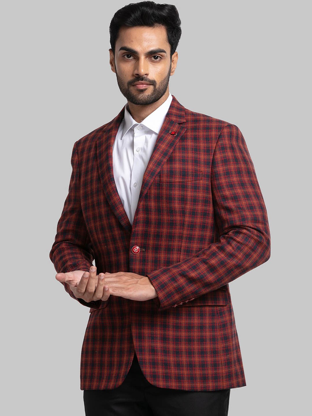 

Raymond Men Checked Single Breasted Formal Blazers, Red
