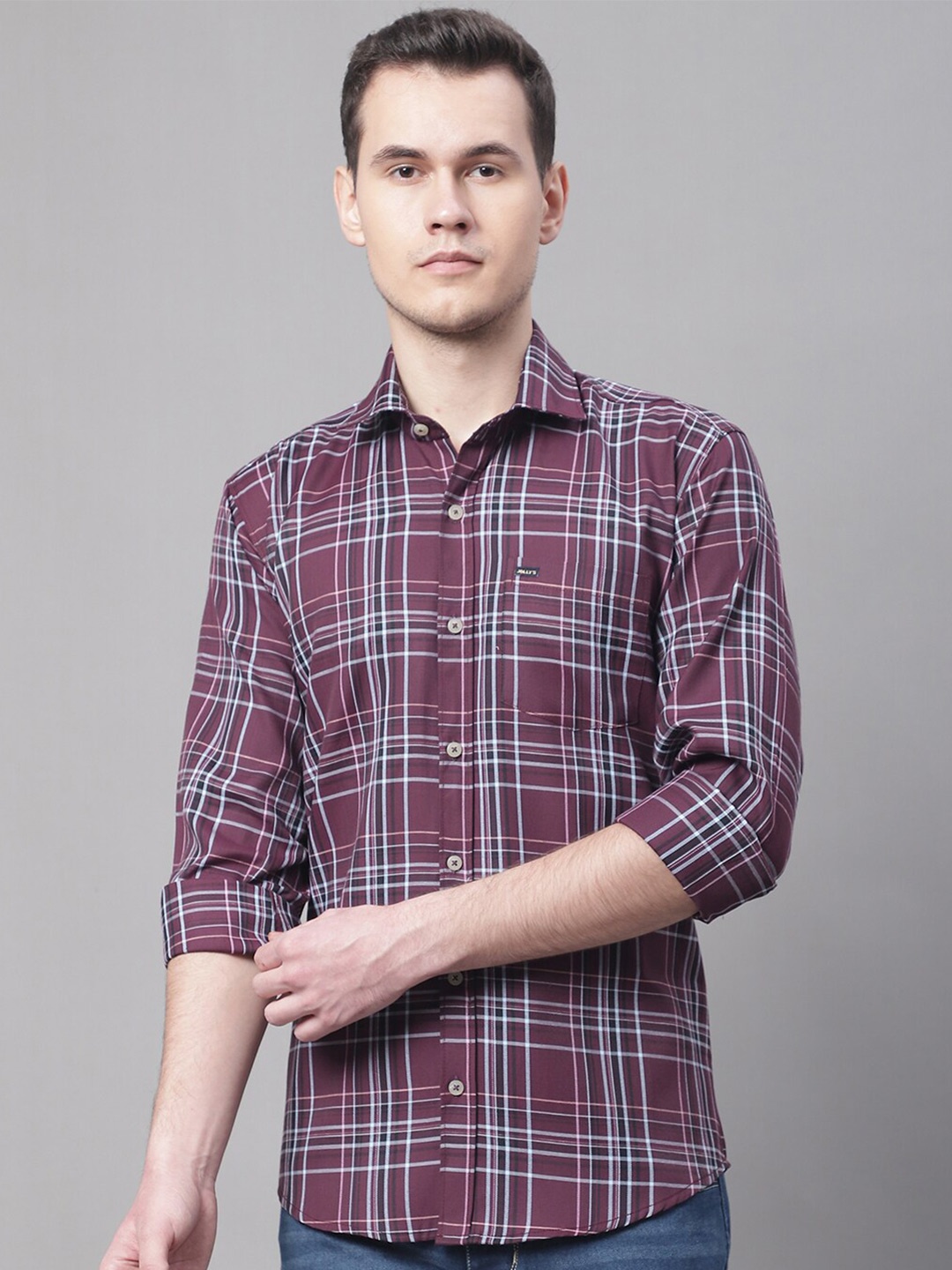 

JOLLY'S Men Tartan Checked Casual Shirt, Maroon