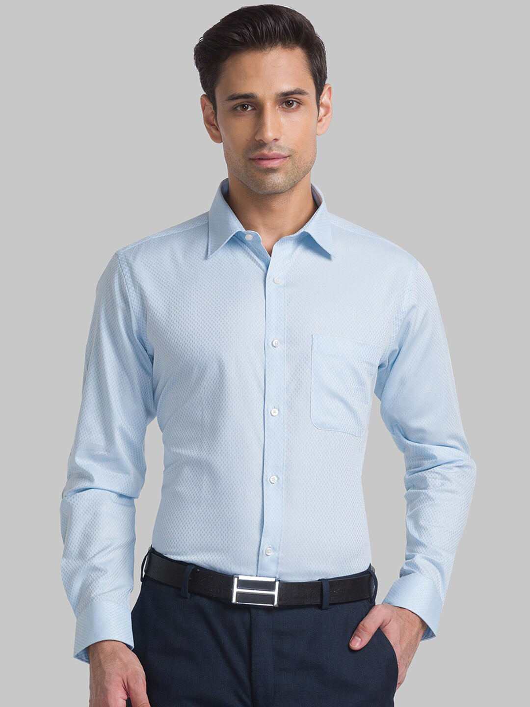

Raymond Men Slim Fit Formal Cotton Shirts, Blue