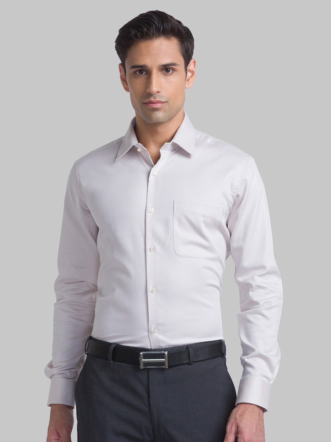 

Raymond Men Textured Cotton Formal Shirt, White