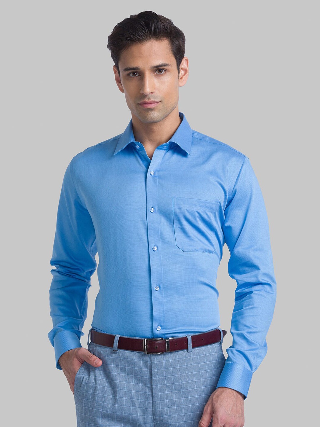 

Raymond Men Spread Collar Cotton Formal Shirt, Blue