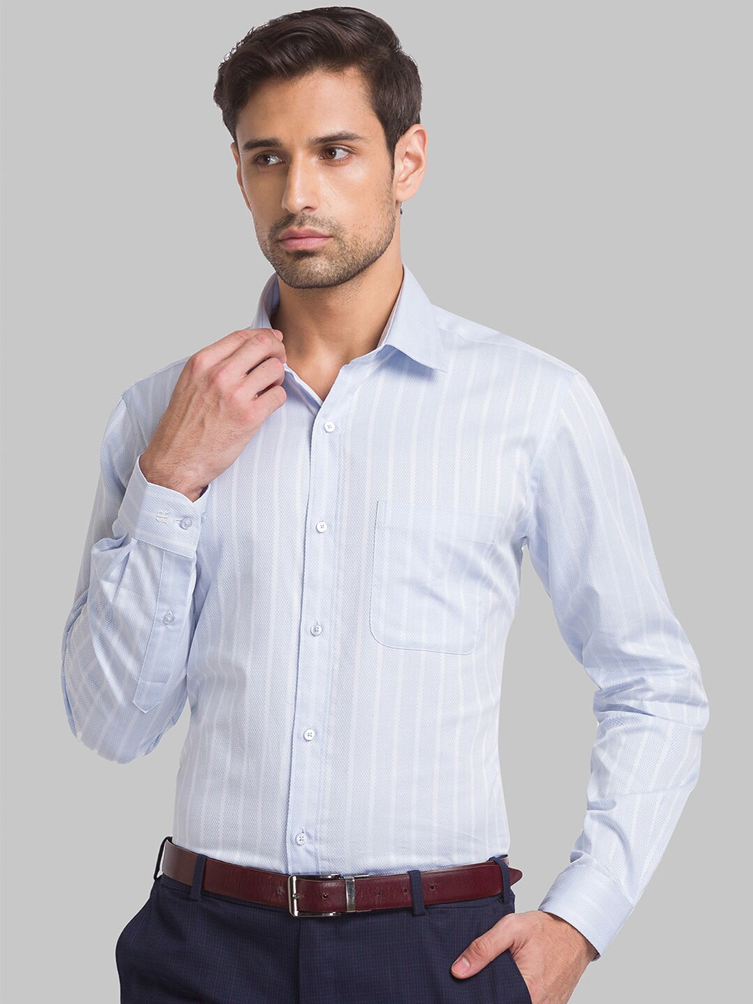 

Raymond Men Striped Cotton Formal Shirts, Blue