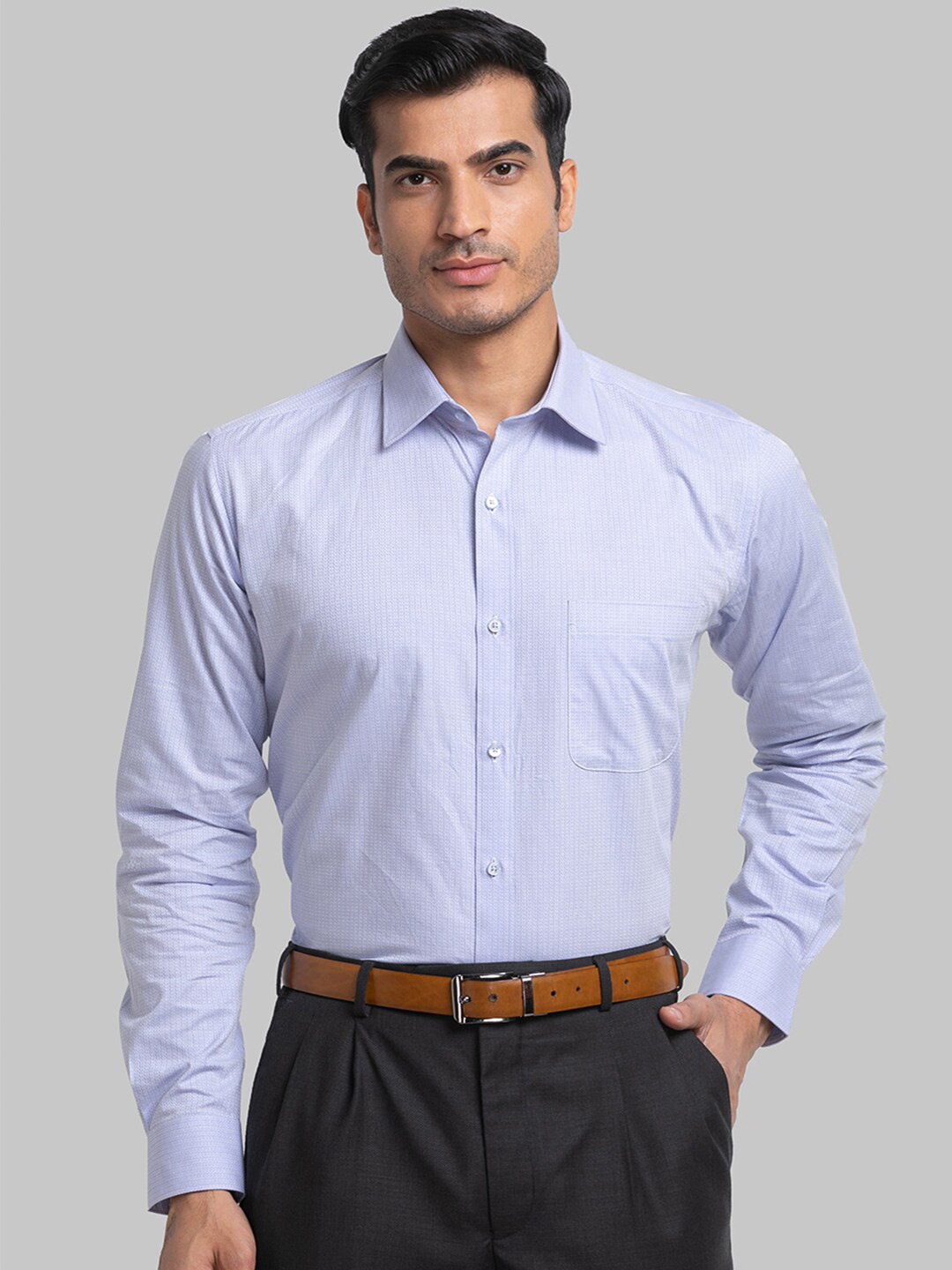 

Raymond Men Self Design Formal Cotton Shirts, Blue