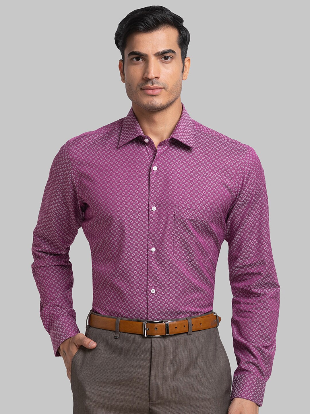

Raymond Men Self Design Formal Cotton Shirts, Violet