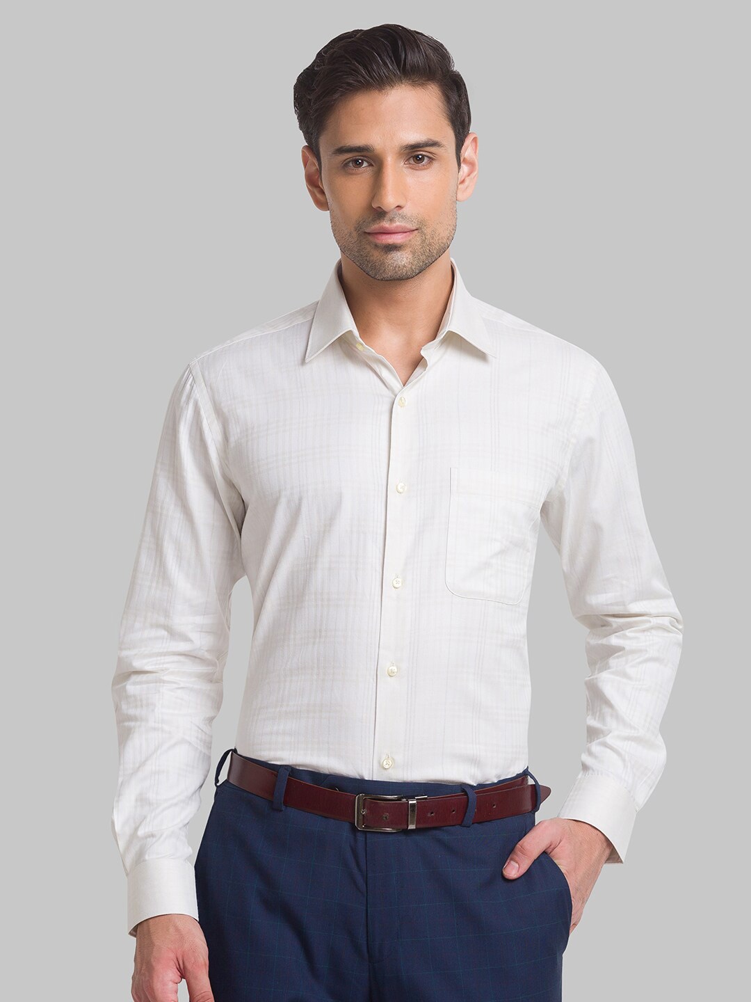

Raymond Men Checked Cotton Formal Shirt, Yellow