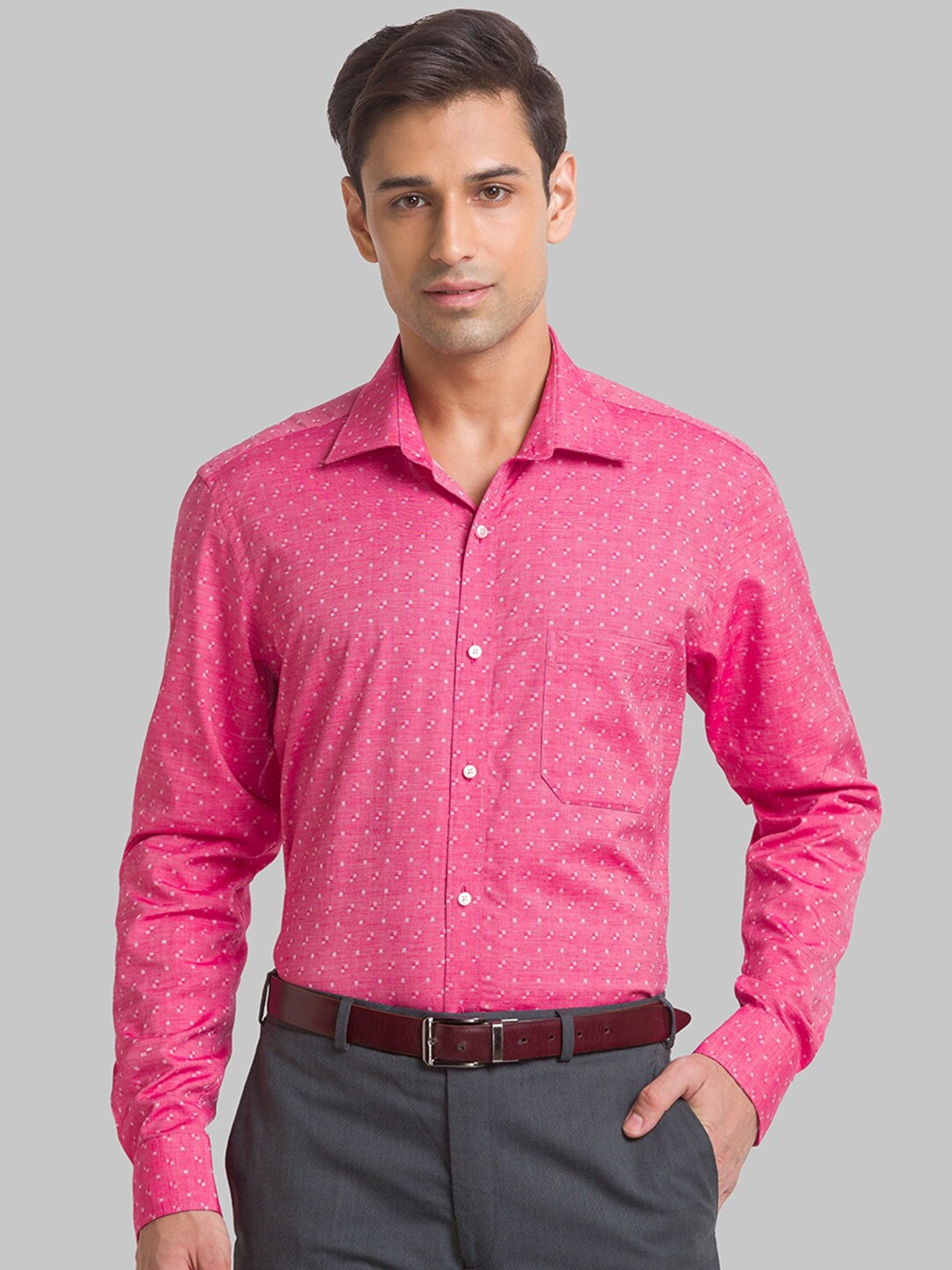 

Raymond Men Printed Formal Cotton Shirts, Pink