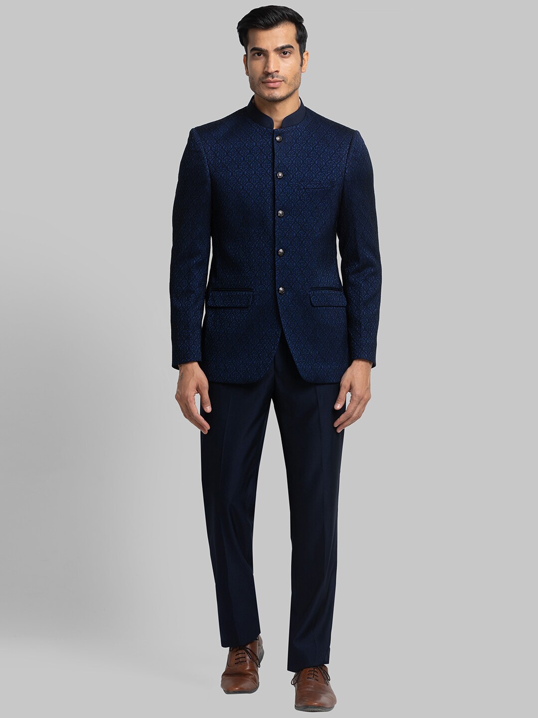 

Raymond Men Self-Design Single Breasted Two Piece Formal Suit, Blue