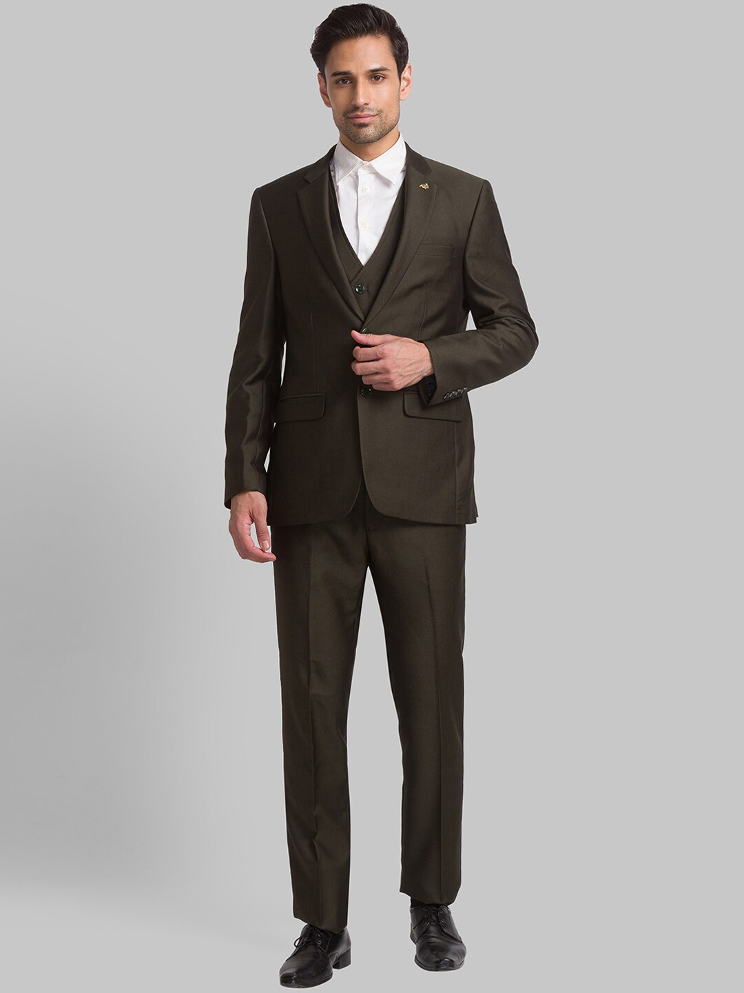 

Raymond Men Single-Breasted Three-Piece Formal Suit, Green