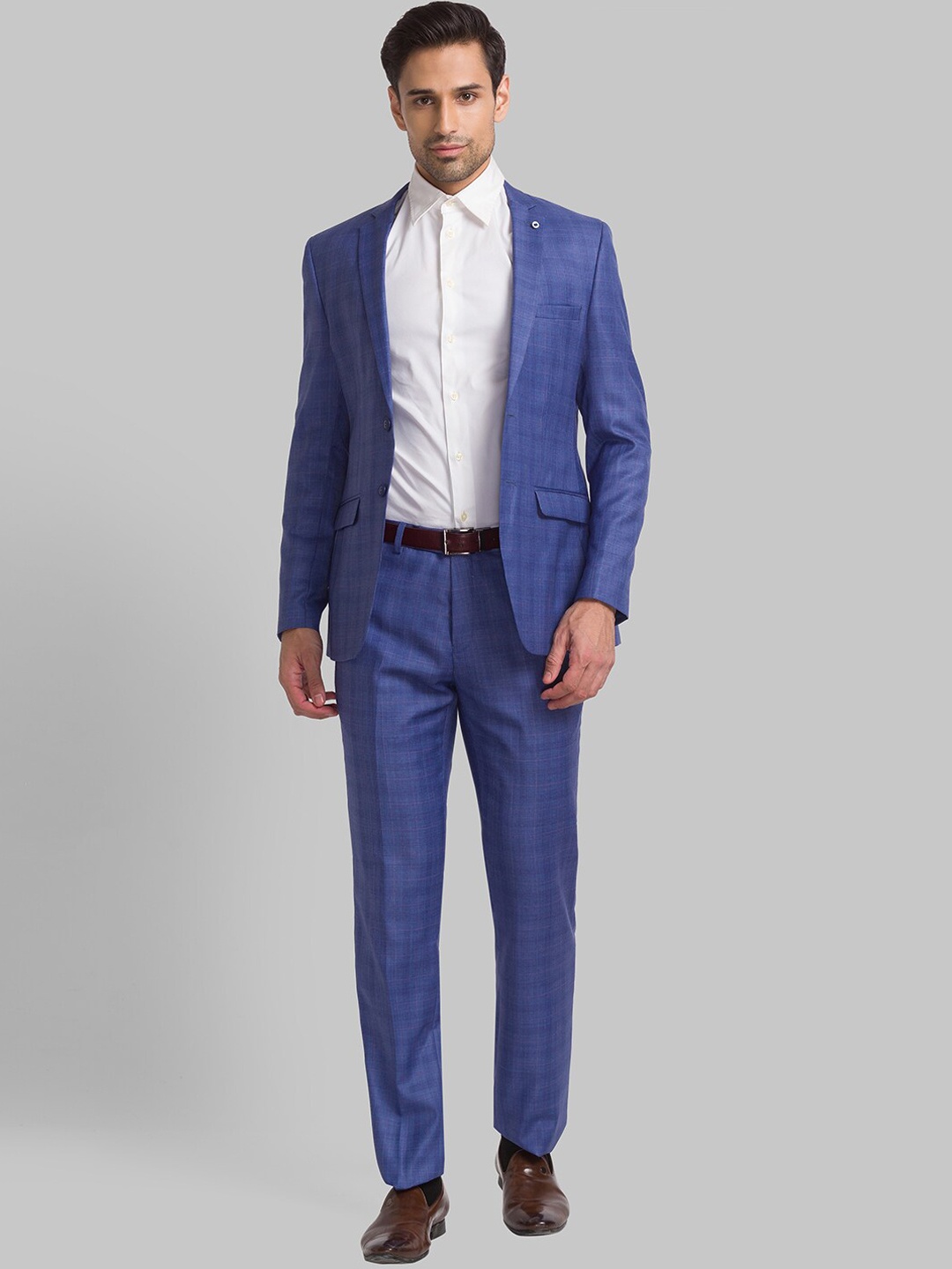 

Raymond Men Checked Single Breasted Two Piece Formal Suit, Blue