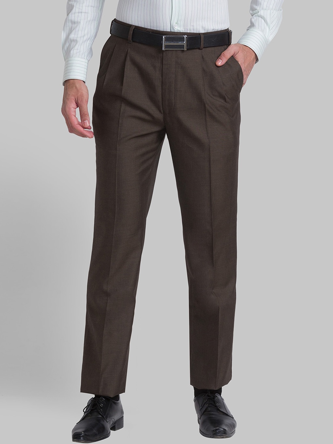 

Raymond Men Mid-Rise Formal Trousers, Brown