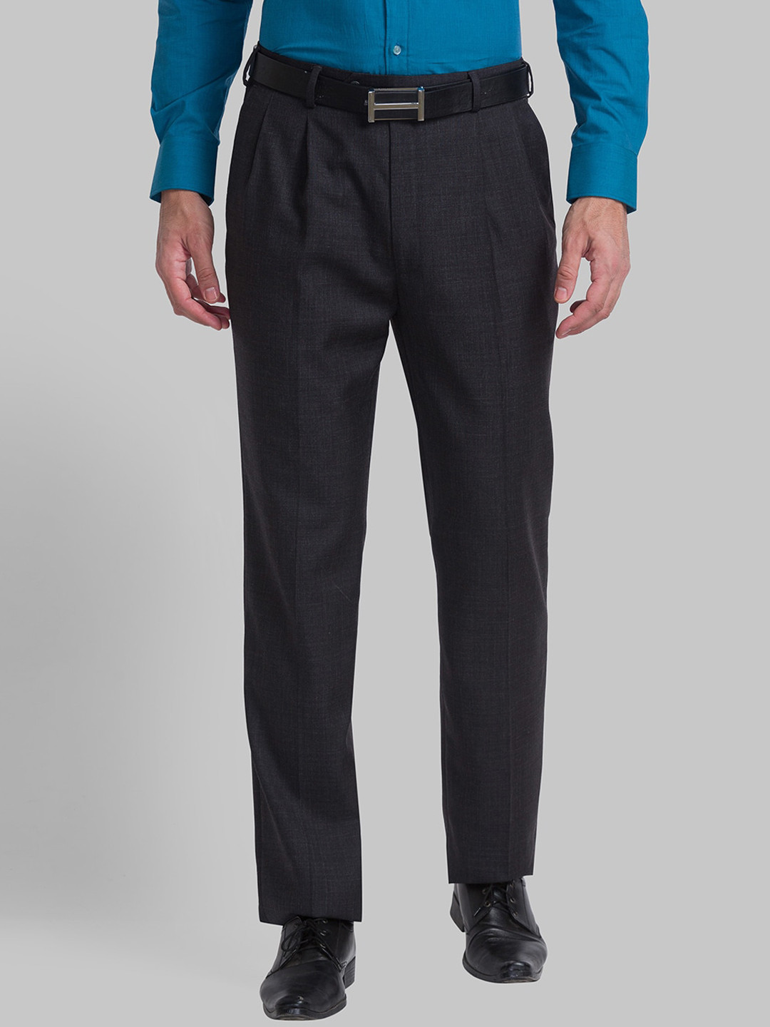 

Raymond Men Mid-Rise Regular Fit Formal Trousers, Charcoal