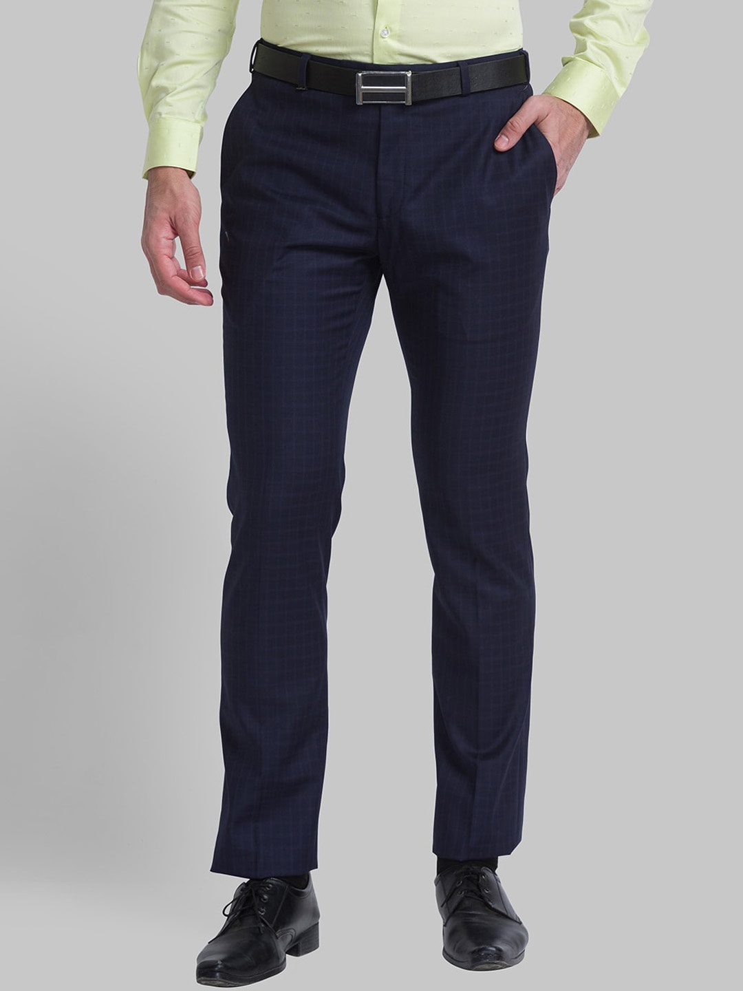 

Raymond Men Mid-Rise Formal Trousers, Blue