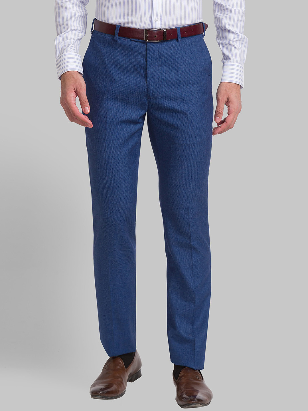 

Raymond Men Mid-Rise Formal Trousers, Blue