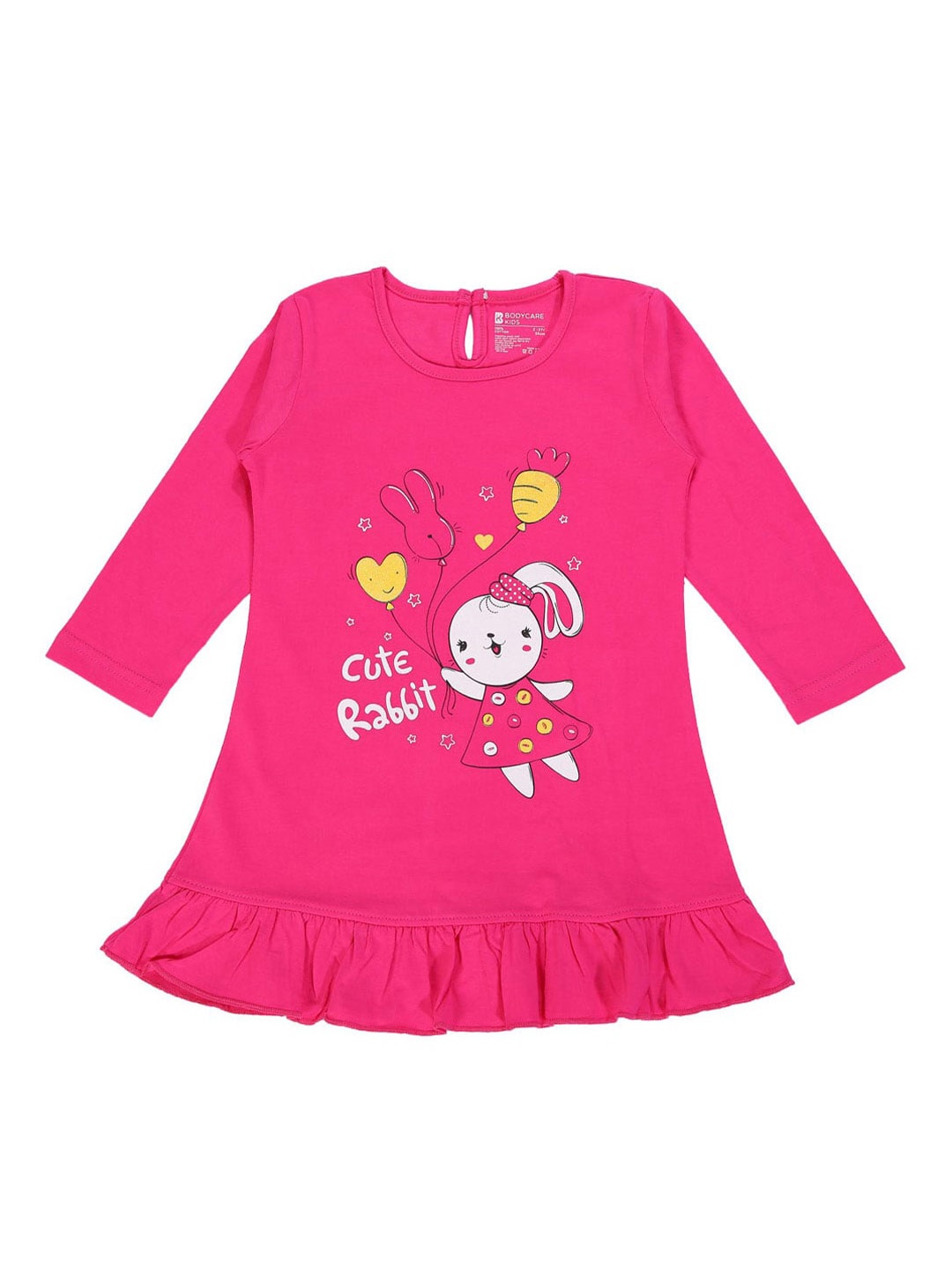 

Bodycare Girls Printed A-Line Cotton Dress, Fuchsia