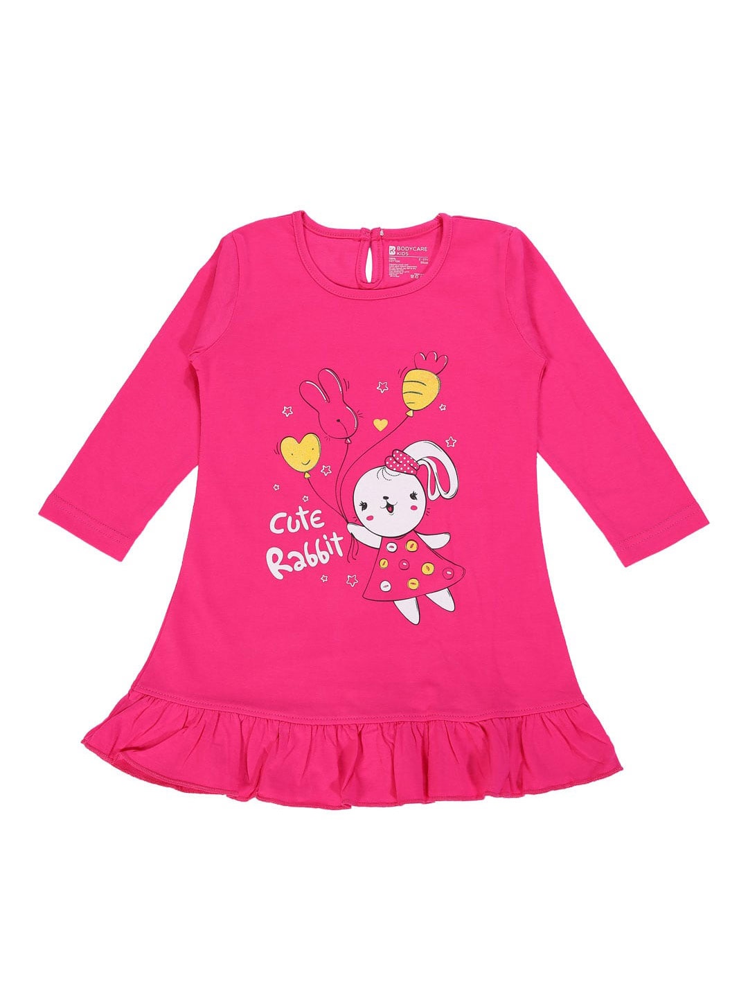 

Bodycare Girls Printed A-Line Cotton Dress, Fuchsia