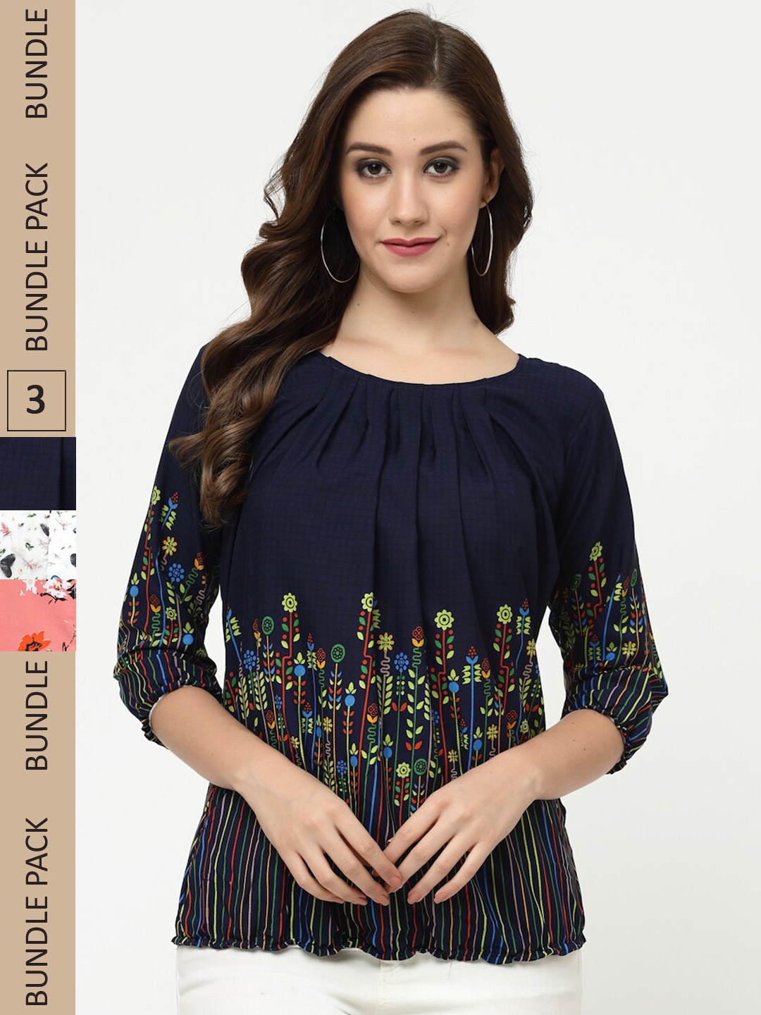 

MISS AYSE Floral Printed Regular Top, Navy blue