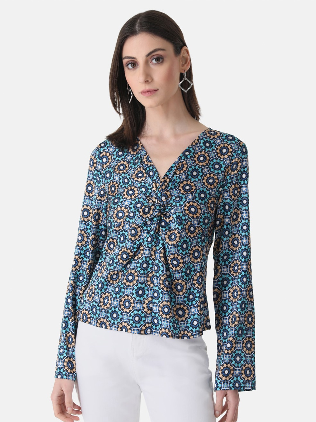 

Kazo Floral Print Satin Top, Blue