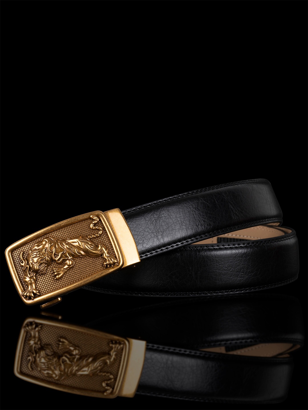 

NAEVE Men Leather Formal Belt, Black