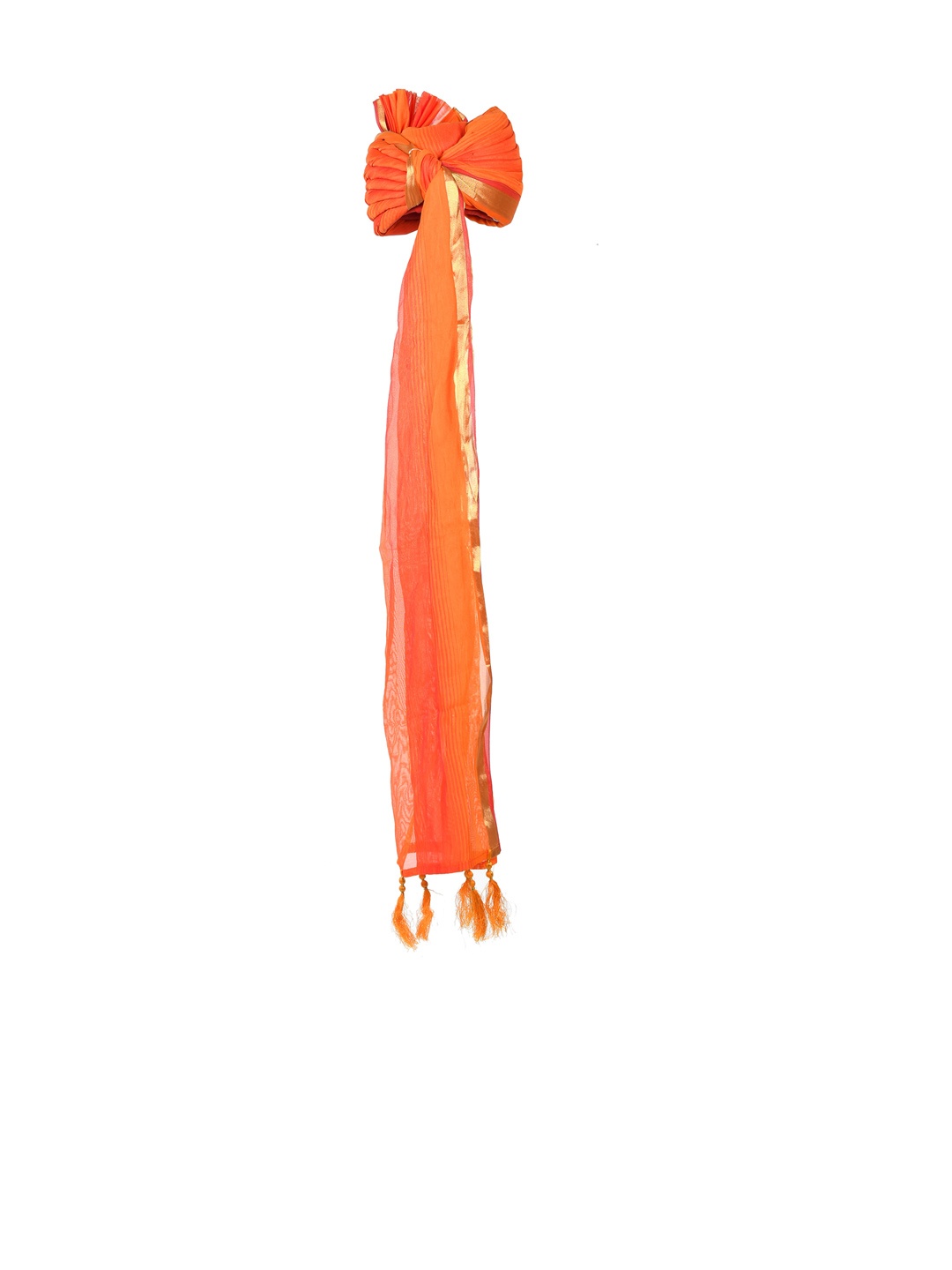 

Silvermerc Designs Men Solid Zari Pure Cotton Safa, Orange