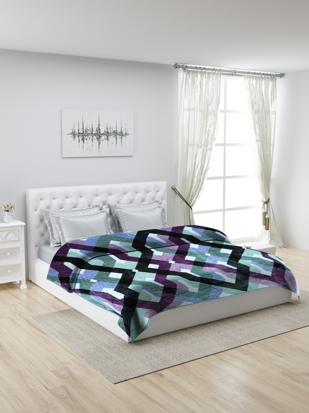 

Monte Carlo Mink Blue & Black Mild Winter 600 GSM Double Bed Blanket