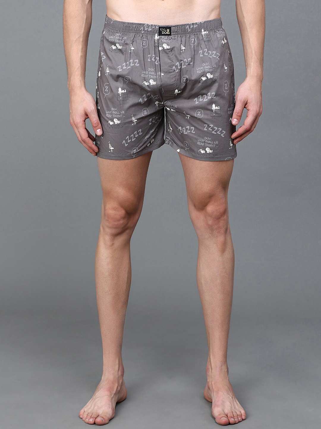 

Urban Dog Men Printed Pure Cotton Boxers, Charcoal