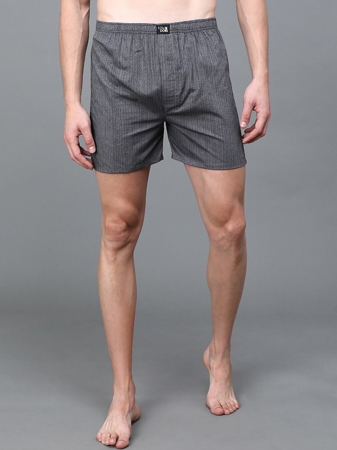 

Urban Dog Men Printed Pure Cotton Boxers, Charcoal