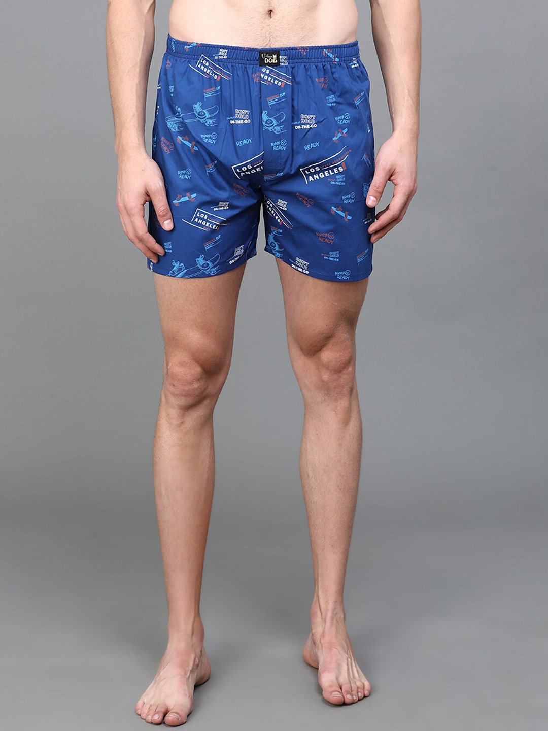 

Urban Dog Men Printed Pure Cotton Boxers, Blue