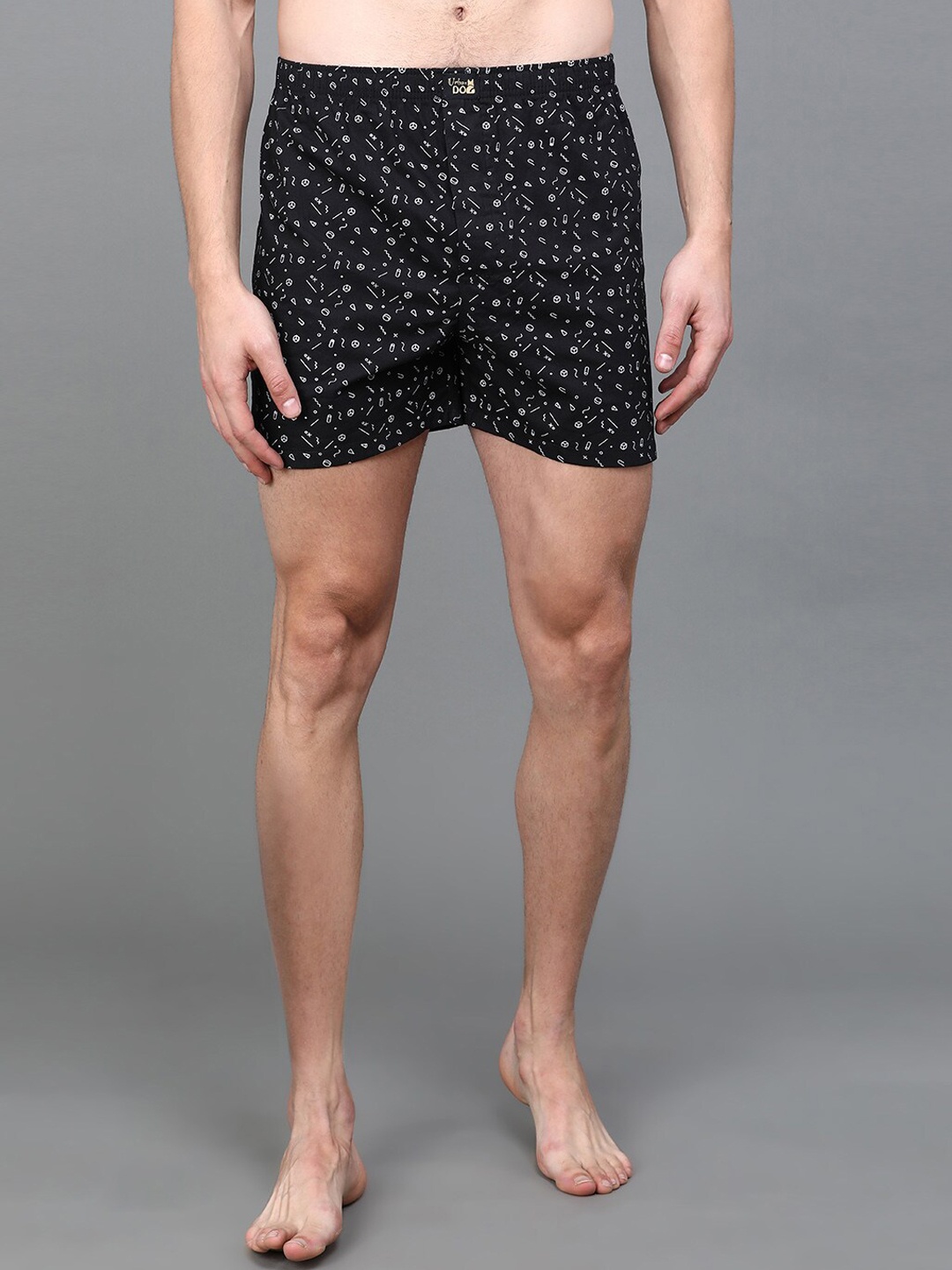 

Urban Dog Men Printed Pure Cotton Boxers, Black